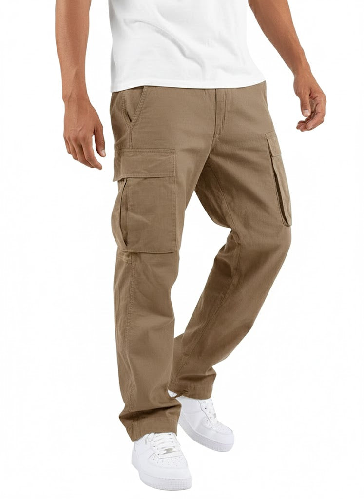 Męskie Spodnie Cargo z Kieszeniami Bocznymi