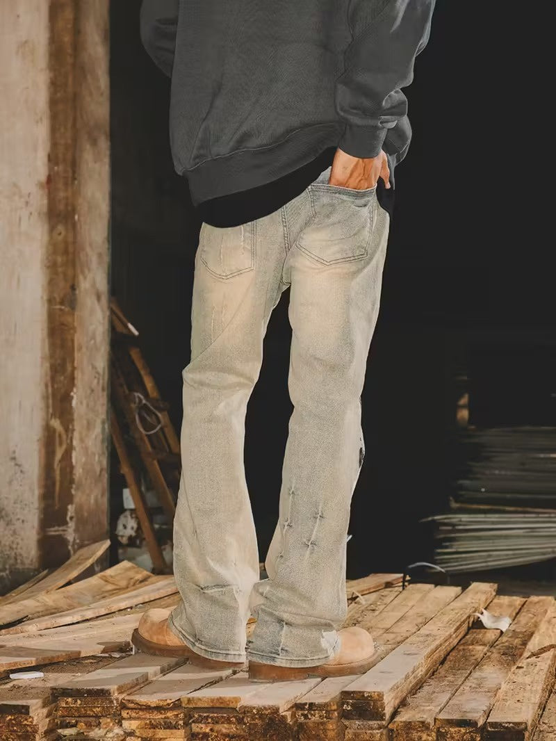 Męskie Spodnie Rozszerzane z Abstrakcyjnym Wzorem Graficznym