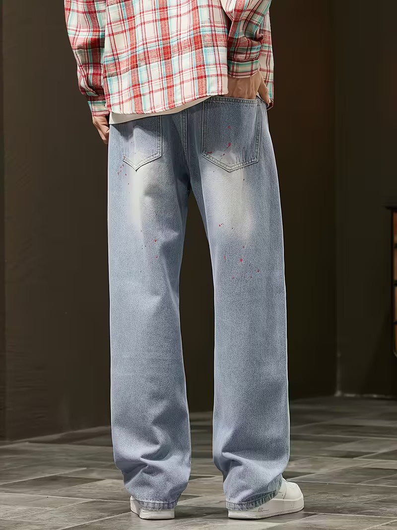 Męskie Spodnie z Paskami Farby