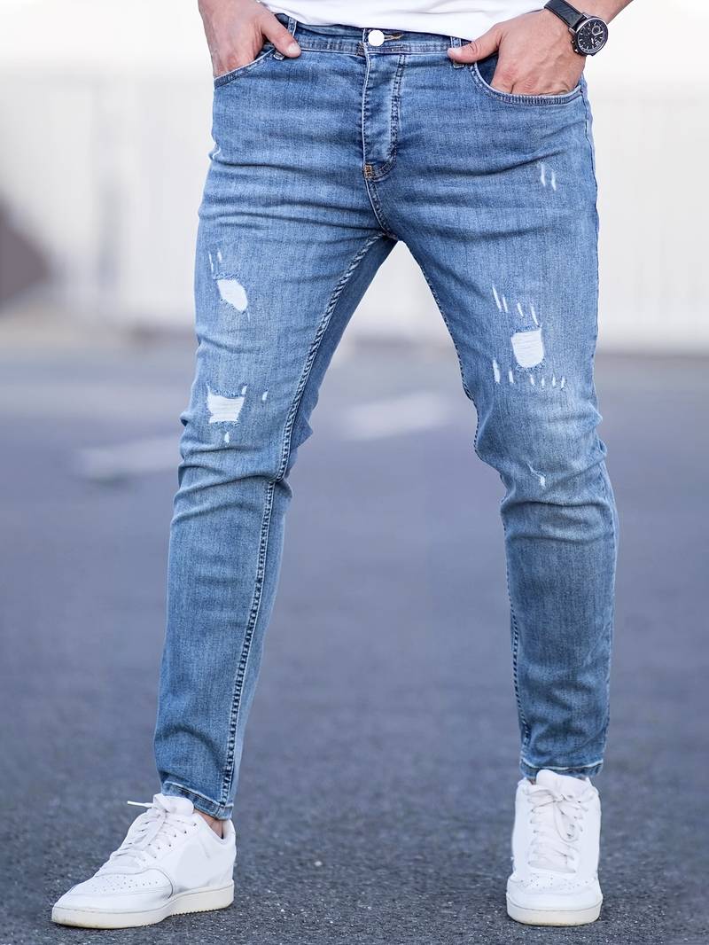 Męskie Jeansy Slim Fit z Elastycznego Denimu