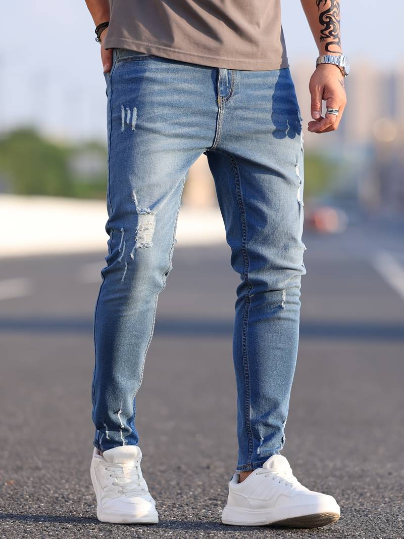 Męskie Jeansy Slim Fit z Elastycznego Denimu