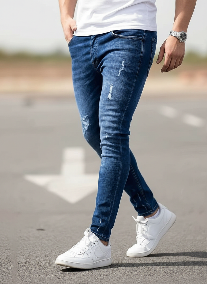Męskie Jeansy Slim Fit z Elastycznego Denimu