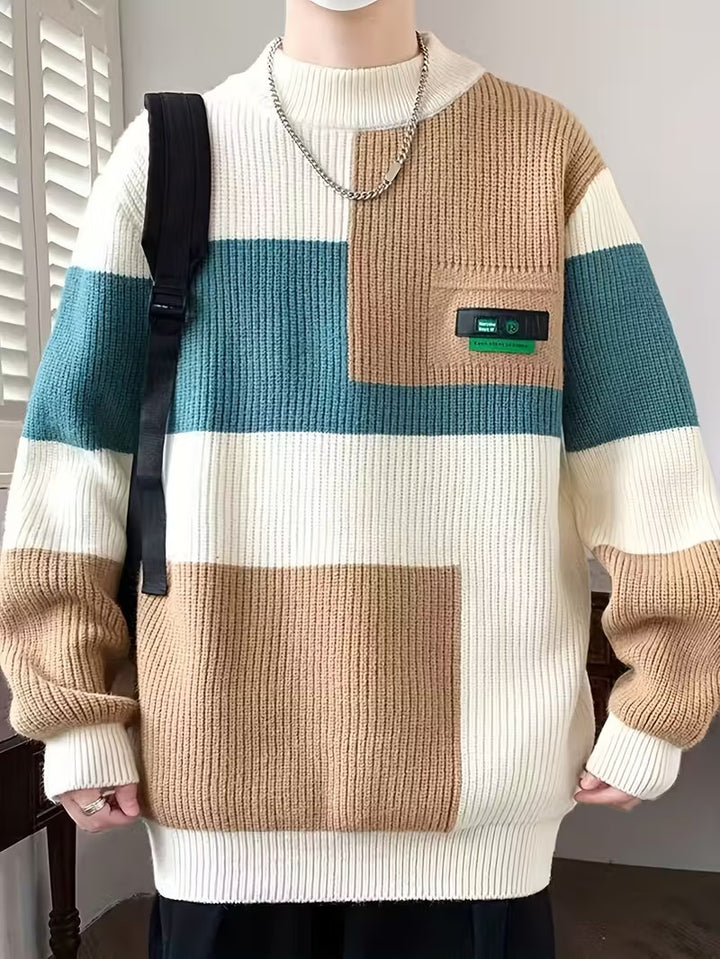 Sweter Męski z Geometrycznym Wzorem